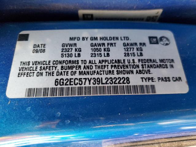 6G2EC57Y39L232228 - 2009 PONTIAC G8 GT BLUE photo 13