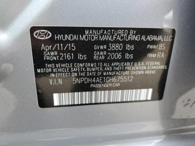 5NPDH4AE1GH675512 - 2016 HYUNDAI ELANTRA SE SILVER photo 12