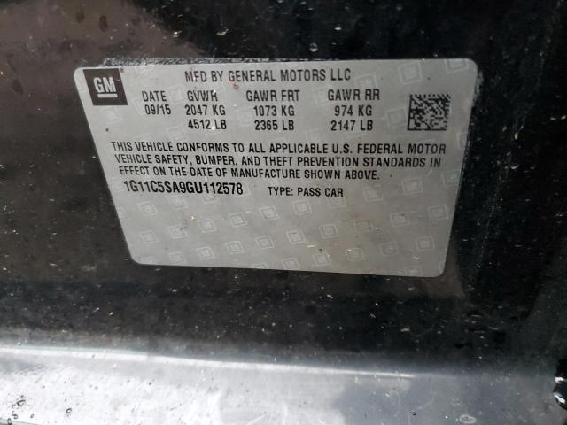 1G11C5SA9GU112578 - 2016 CHEVROLET MALIBU LIM LT გრაფიტი ფოტო 12