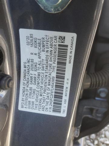 2HGFC2F87LH543969 - 2020 HONDA CIVIC SPORT 灰色 照片 12