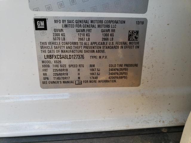 LRBFXCSA8LD127376 - 2020 BUICK ENVISION ESSENCE WHITE photo 13