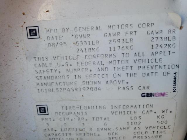 1G1BL52P4SR192084 - 1995 CHEVROLET CAPRICE / CLASSIC SS WHITE photo 12