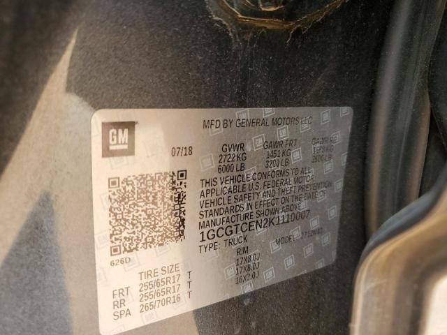 1GCGTCEN2K1110007 - 2019 CHEVROLET COLORADO LT BLUE photo 12