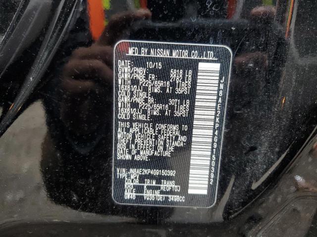 JN8AE2KP4G9150392 - 2016 NISSAN QUEST S BLACK photo 14