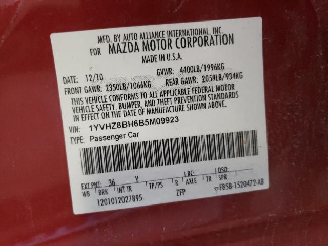 1YVHZ8BH6B5M09923 - 2011 MAZDA 6 I RED photo 12