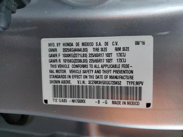 3CZRM3H5XGG720452 - 2016 HONDA CR-V EX SILVER photo 13