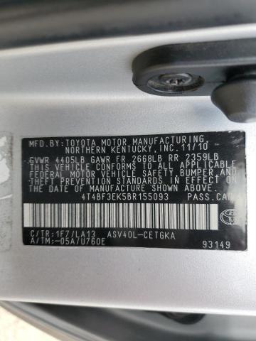 4T4BF3EK5BR155093 - 2011 TOYOTA CAMRY BASE SILVER photo 12