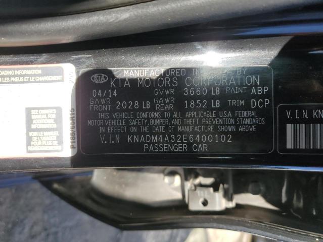 KNADM4A32E6400102 - 2014 KIA RIO LX BLACK photo 13