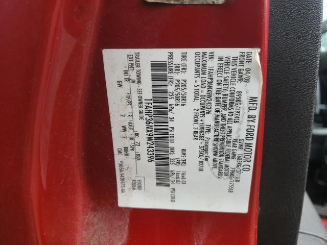 1FAHP36NX9W243396 - 2009 FORD FOCUS SES RED photo 12