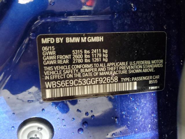 WBS6E9C53GGF92658 - 2016 BMW M6 GRAN COUPE BLACK photo 12