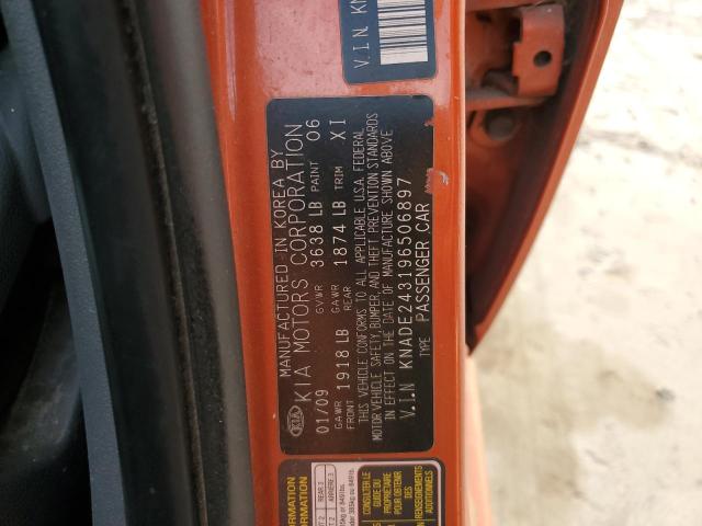 KNADE243196506897 - 2009 KIA RIO 5 SX ORANGE photo 12