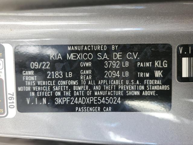 3KPF24ADXPE545024 - 2023 KIA FORTE LX SILVER photo 12