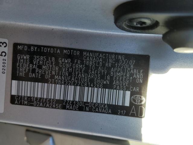 2T1BR32E77C814266 - 2007 TOYOTA COROLLA CE SILVER photo 13