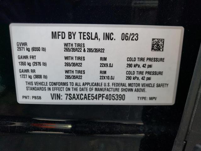 7SAXCAE54PF405390 - 2023 TESLA MODEL X BLACK photo 12