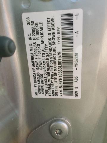 5J6YH18563L007579 - 2003 HONDA ELEMENT EX SILVER photo 12