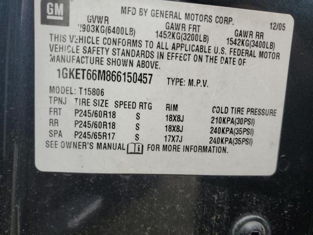 1GKET66M866150457 - 2006 GMC ENVOY DENALI XL GRAY photo 13