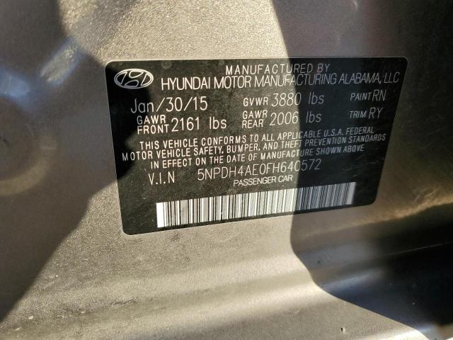 5NPDH4AE0FH640572 - 2015 HYUNDAI ELANTRA SE GRAY photo 12