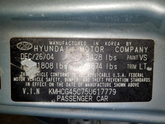 KMHCG45C75U617779 - 2005 HYUNDAI ACCENT GL BLUE photo 13