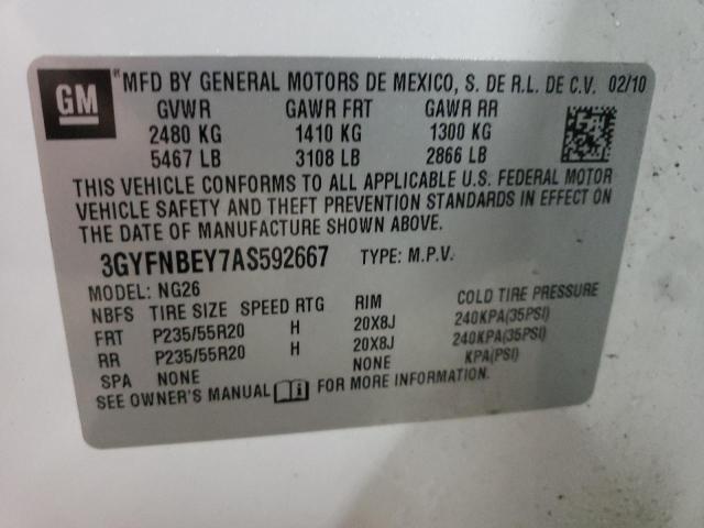 3GYFNBEY7AS592667 - 2010 CADILLAC SRX PERFORMANCE COLLECTION Ақ фото 13