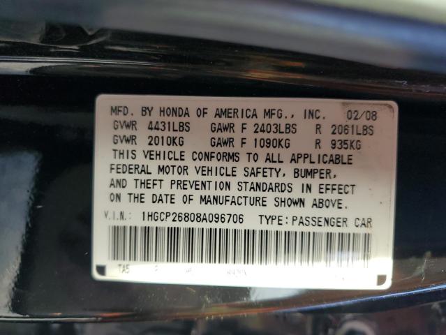 1HGCP26808A096706 - 2008 HONDA ACCORD EXL BLACK photo 13