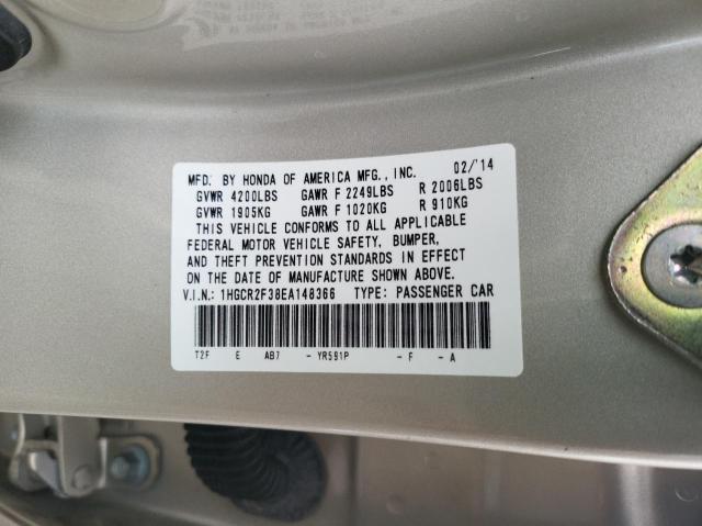 1HGCR2F38EA148366 - 2014 HONDA ACCORD LX GOLD photo 10