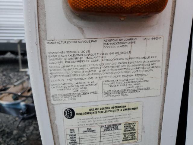 4YDT28520BD411066 - 2011 KEYSTONE PASSPORT WHITE photo 10