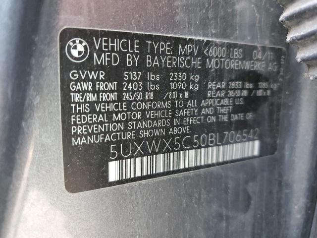 5UXWX5C50BL706542 - 2011 BMW X3 XDRIVE28I SILVER photo 12