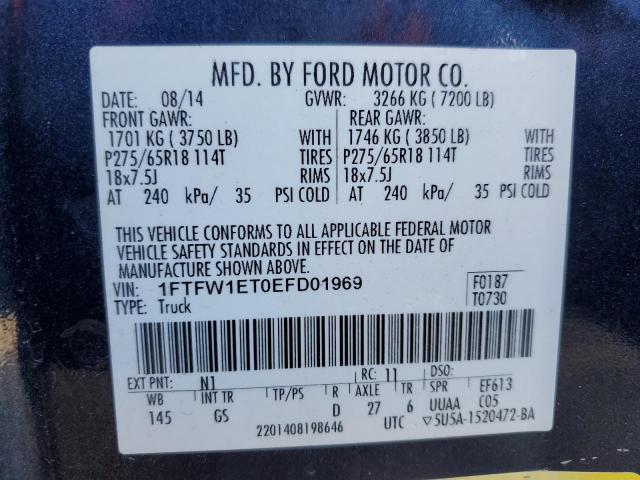 1FTFW1ET0EFD01969 - 2014 FORD F150 SUPERCREW BLUE photo 12