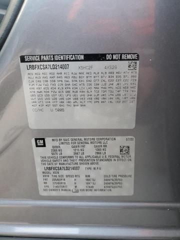 LRBFXCSA7LD214007 - 2020 BUICK ENVISION ESSENCE GRAY photo 13