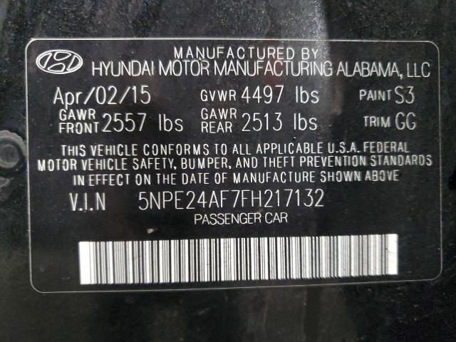 5NPE24AF7FH217132 - 2015 HYUNDAI SONATA SE BLACK photo 12