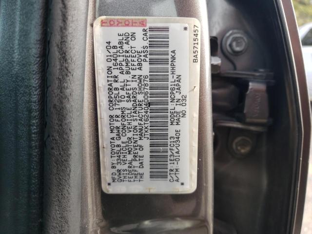 JTKKT624040067876 - 2004 TOYOTA SCION XA GRAY photo 13