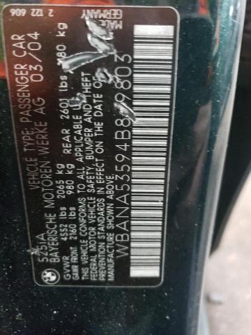 WBANA53594B849803 - 2004 BMW 525 I GREEN photo 12