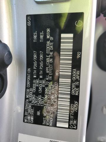 JTENU5JR7M5918837 - 2021 TOYOTA 4RUNNER SR5/SR5 PREMIUM 银色 照片 12