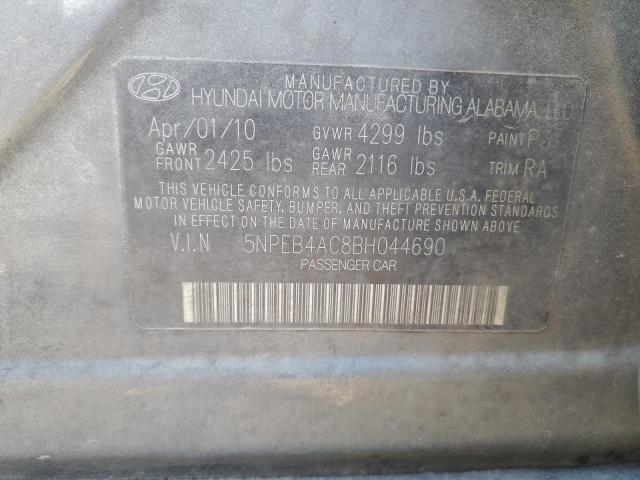 5NPEB4AC8BH044690 - 2011 HYUNDAI SONATA GLS GRAY photo 12