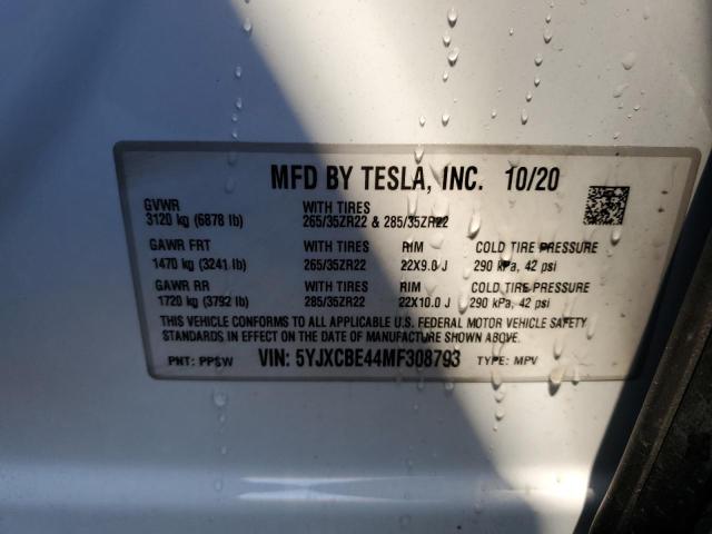 5YJXCBE44MF308793 - 2021 TESLA MODEL X WHITE photo 14