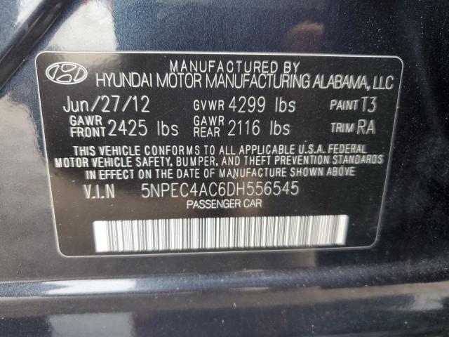 5NPEC4AC6DH556545 - 2013 HYUNDAI SONATA SE BLUE photo 12