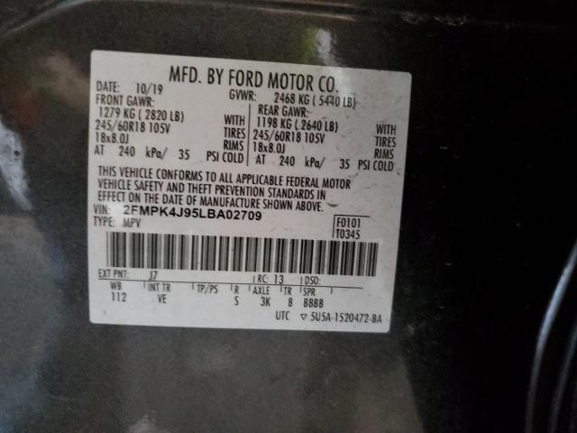 2FMPK4J95LBA02709 - 2020 FORD EDGE SEL GRAY photo 14