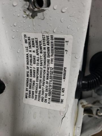19XFC1F71LE015212 - 2020 HONDA CIVIC EXL თეთრი ფოტო 12