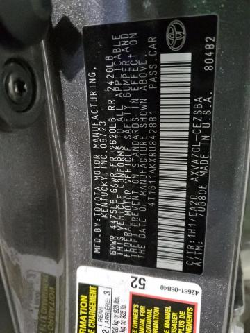 4T1G11AKXRU842881 - 2024 TOYOTA CAMRY SE NIGHT SHADE GRAY photo 12