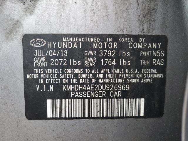 KMHDH4AE2DU926969 - 2013 HYUNDAI ELANTRA GLS GRAY photo 13