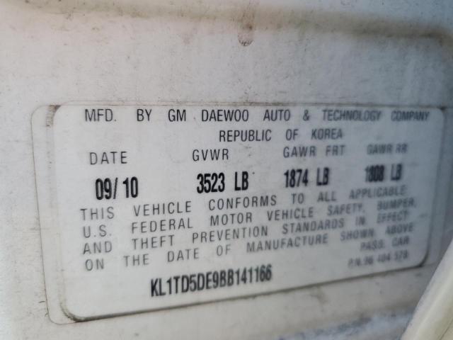 KL1TD5DE9BB141166 - 2011 CHEVROLET AVEO LS Ağ foto 12