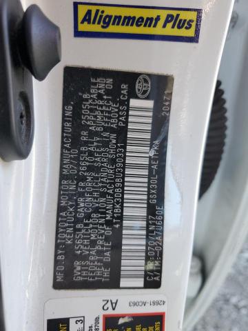 4T1BK3DB9BU390331 - 2011 TOYOTA AVALON BASE 白色 照片 13