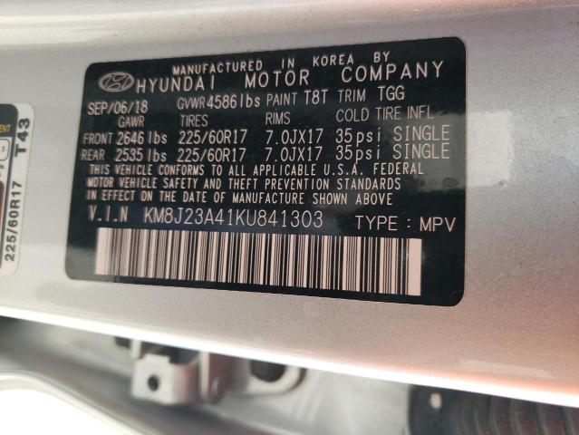 KM8J23A41KU841303 - 2019 HYUNDAI TUCSON SE GRAY photo 14