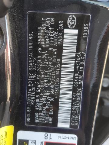 4T1BK1EB5DU043598 - 2013 TOYOTA AVALON BASE 黑色 照片 12