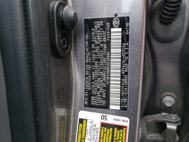 4T1B11HK6JU530688 - 2018 TOYOTA CAMRY L GRAY photo 12