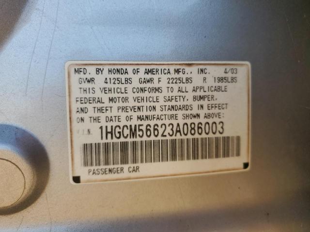 1HGCM56623A086003 - 2003 HONDA ACCORD EX SILVER photo 12