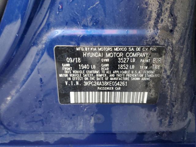 3KPC24A38KE054261 - 2019 HYUNDAI ACCENT SE BLUE photo 12