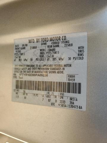 1FTYR10D99PA09236 - 2009 FORD RANGER SILVER photo 13