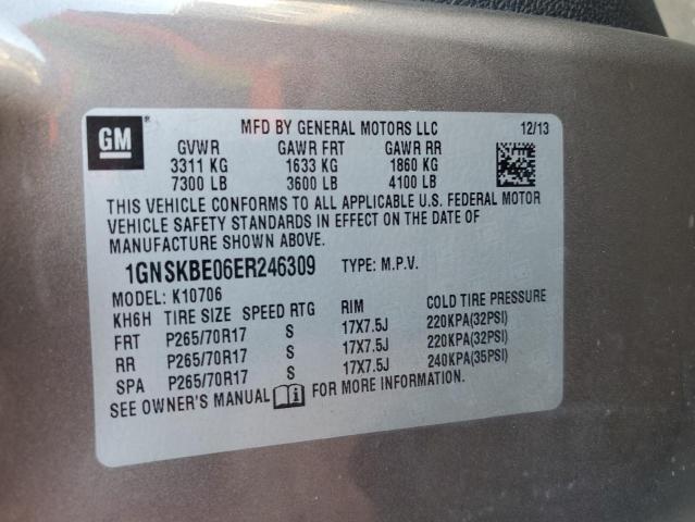 1GNSKBE06ER246309 - 2014 CHEVROLET TAHOE HYBR K1500 LT GRAY photo 13