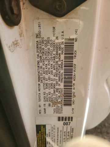 5TEUX42N96Z242565 - 2006 TOYOTA TACOMA ACCESS CAB Ақ фото 12